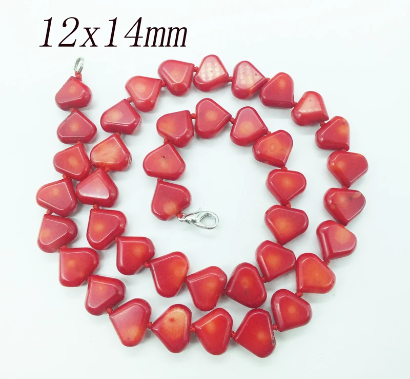 12x14mm Промо-Акция! Красное Коралловое ожерелье 18" - Окраска металла: 12x14mm