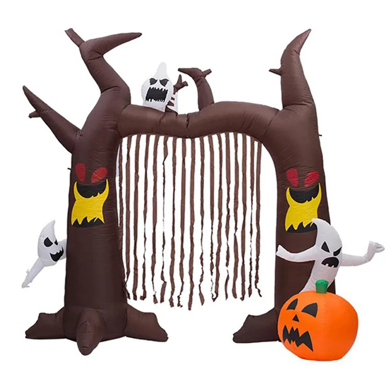 8 Foot High Airblown Halloween Inflatable Ghosts Climbing Pumpkin Arch Archway with Brown Streamers Party Decorations | Игрушки и хобби