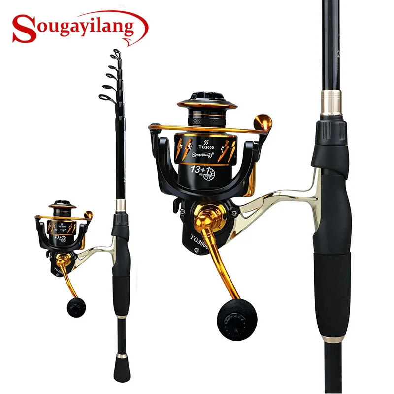 

Sougayilang 1.8-2.4m Telescopic Rod and 13+1BB Reel Set and Fishing Rod of 99% Carbon Materials Carp Fishing Rod Combo Pesca
