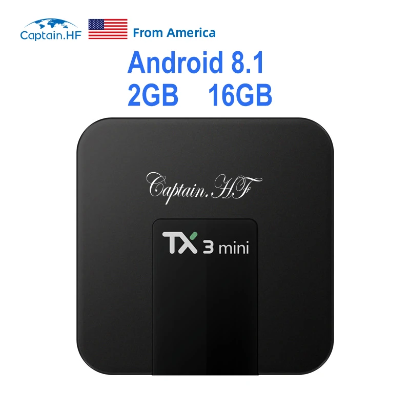 США капитан HF TX3 Мини Смарт ТВ коробка S905W четырехъядерный 2,4 ГГц WiFi Android 8,1 поддержка 4K YouTube медиаплеер TX3mini телеприставка - Цвет: 2GB 16GB