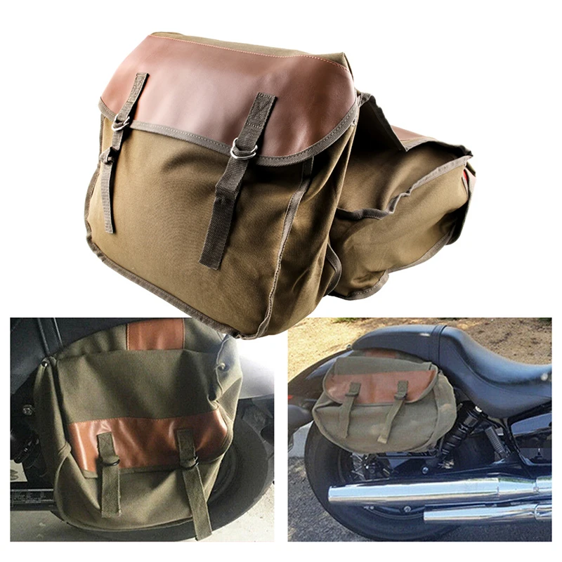 

Canvas Universal Motorcycle Bike Rear Tail Bags Equine Back Pack Motorcycle Saddlebags