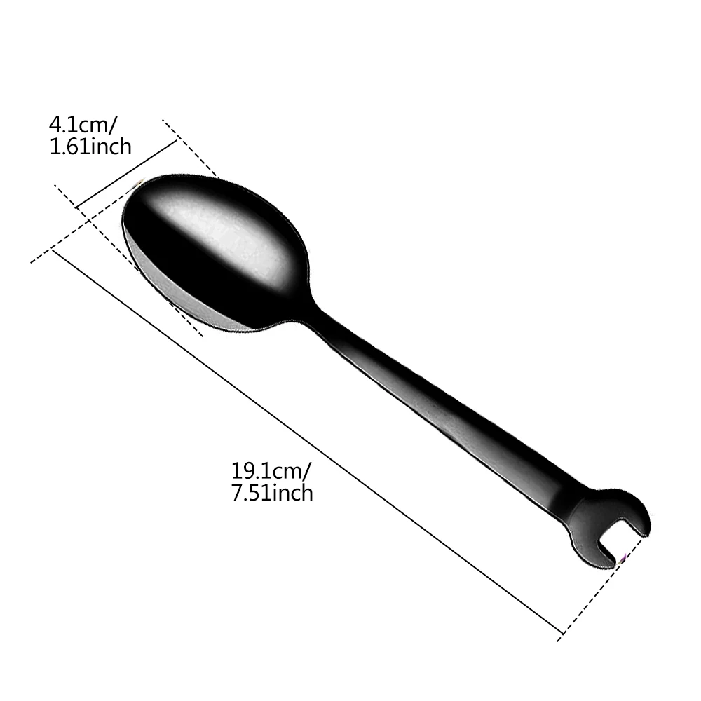 Plating Stainless Steel Tableware Steak Knife Dinner Fruit Dessert Long Fork Tea Spoon Creative Wrench shape Stainless Steel Spoon Fruit Fork Expandable Fork Silverware Set Silicone Fork Silicone Cooking Fork