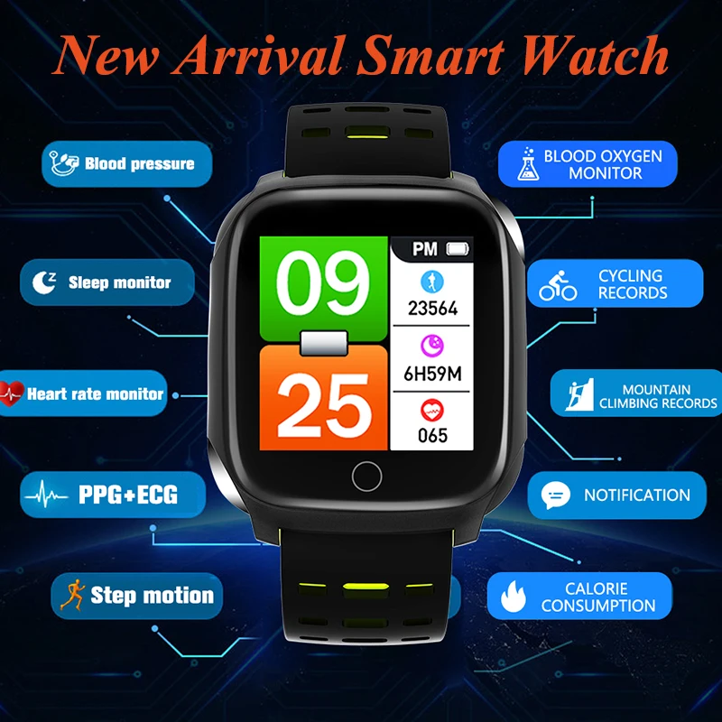 

ECG Watch PPG bracelet smartband incoming reminder wristband heart rate monitor waterproof men smartwatch color screen pk h9 e04