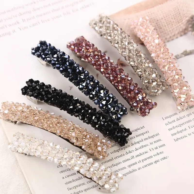 1Pcs Bling Crystal Hairpins Headwear for Women Girls Rhinestone Hair Clips Pins Barrette Styling Tools Accessories 7 Colors