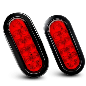 

Oval Red LED Tail with Surface Mount Grommets Plugs IP67 Waterproof Stop Brake Turn Trailer Lights for RV Truck Jeep, 2PCS