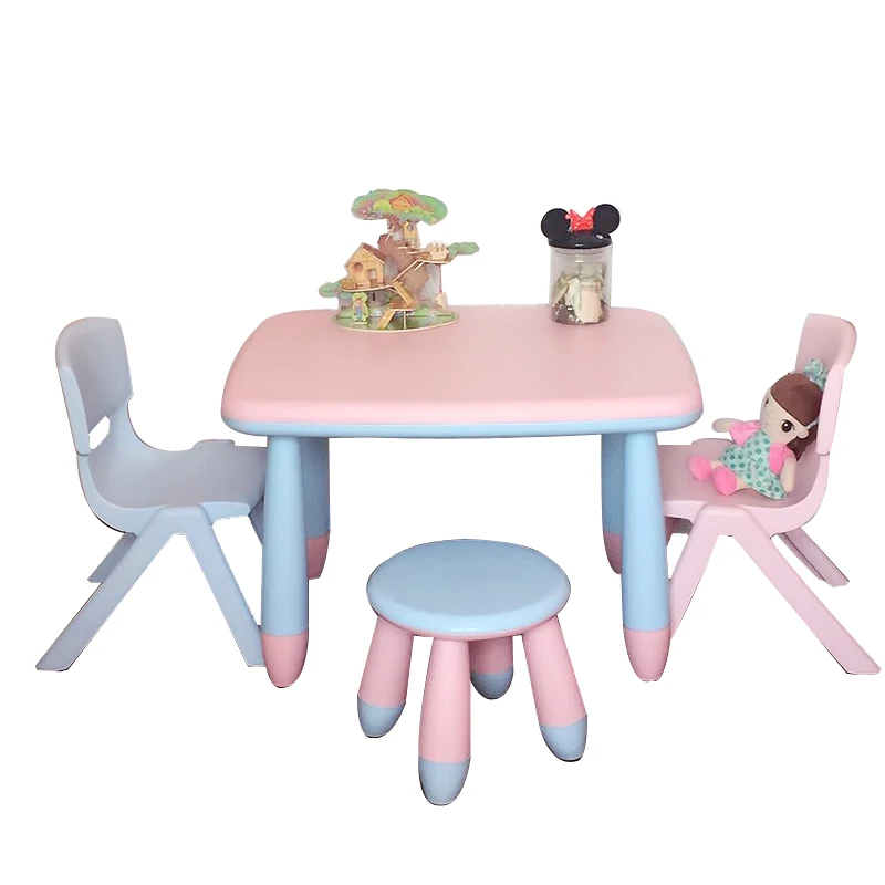 

Double Layer Antiskid Children's Plastic Baby Dining Table And Chair Set Kindergarten Desk And Chair Toy Table 1 Set