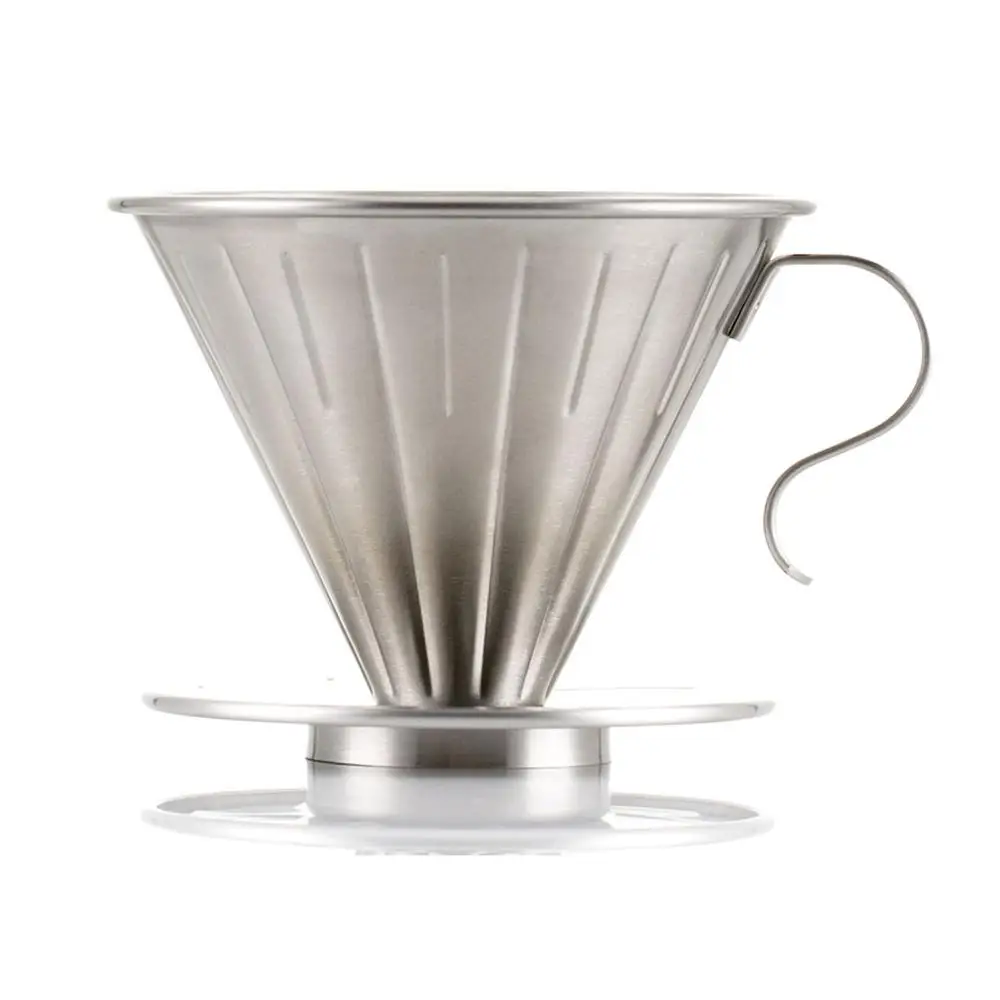 Hand coffee pot stainless steel reusable cone coffee filter funnel, single cup blender