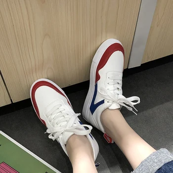 

Women Sport Walking Shoes Women Lace-up Fashion Ladies Spring/Autumn Shoes Designer White Sneakers E14-36