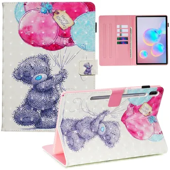 

PU Leather Skin for Samsung Galaxy Tab S6 10.5 Funda case Cartoon Smart cover for Samsung S6 10.5 SM-T860/T865+Card Slots Pocket