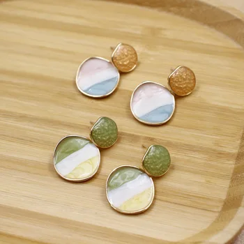 

Normcore Style Ear Stud 2020 New Style Fashion Simple High Grade Network Red and Green Color Fine Silver Ear Stud South Korea El