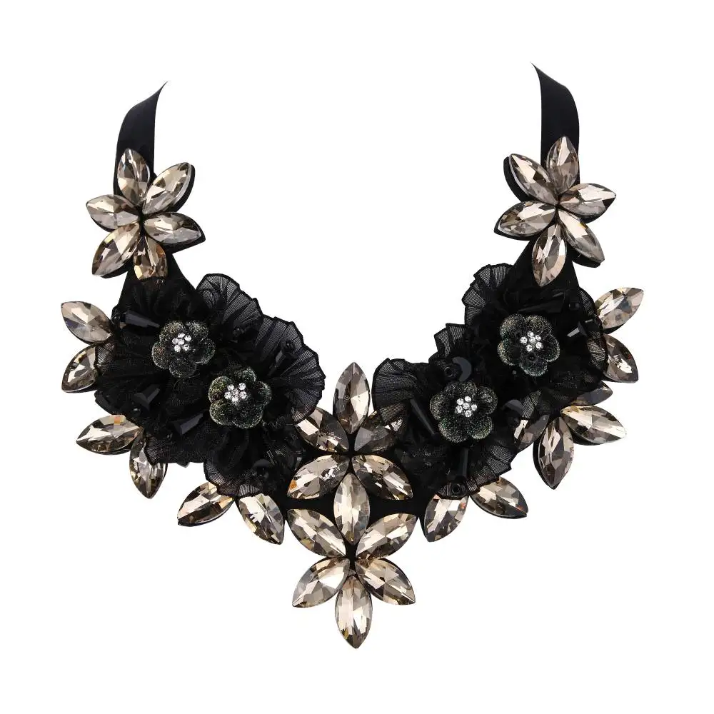 Ожерелье с цветком, колье с кристаллами для женщин, вечерние ювелирные изделия, подарок, колье для женщин - Окраска металла: Brown