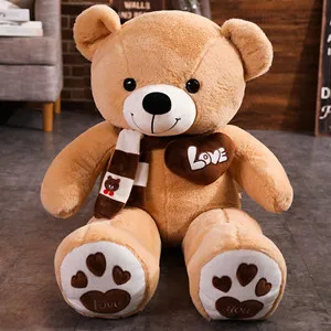 80cm tan bear 4 цвета Высокое качество детская одежда на рост 80, 100 см плюшевый мишка с шарфом мягкие Животные плюшевым медведем, а так же кукла Мишка Тедди и любителей подарок ребенку на день рождения - Цвет: 80cm tan bear