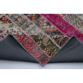 

205x305 Cm Red Handmade Modern Patchwork Rug-7x10 Ft