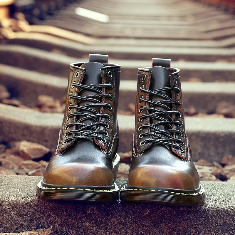 Tanie VRYHEID Brand New mężczyźni buty prawdziwej skóry jesień zima buty motocyklowe męskie botki para oksfordzie buty duży rozmiar 35 47