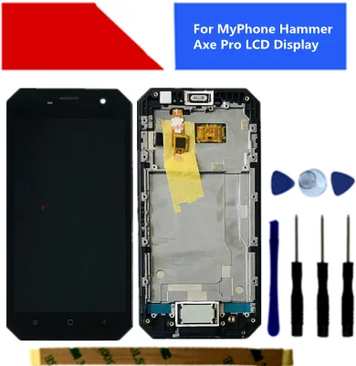 Для MyPhone Hammer Axe Pro ЖК-экран + сенсорный экран дигитайзер черный цвет с лентой и