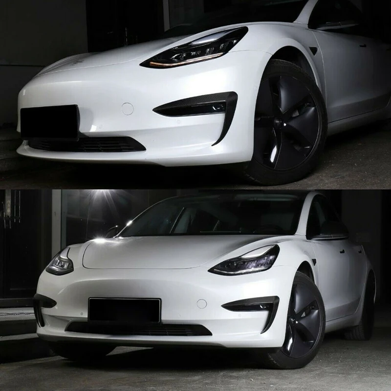 Автомобильный карбоновый бампер модификация для Tesla модель 3 Защита фар 2 шт