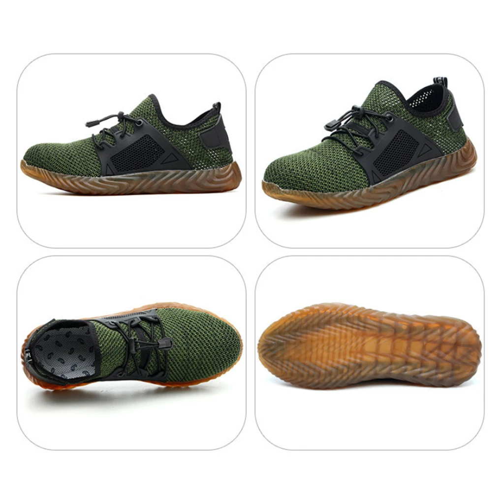 Mens Womens Steel Toe Work Shoes, Knit Breathable Lightweight Safety Shoes