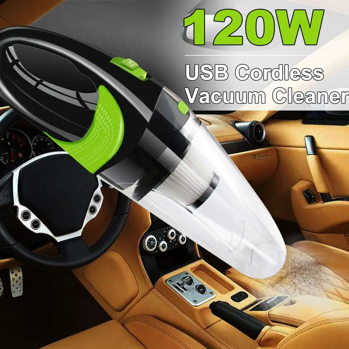 Wireless Home Car Vacuum Cleaner 120W USB Cordless 6500Pa High Power