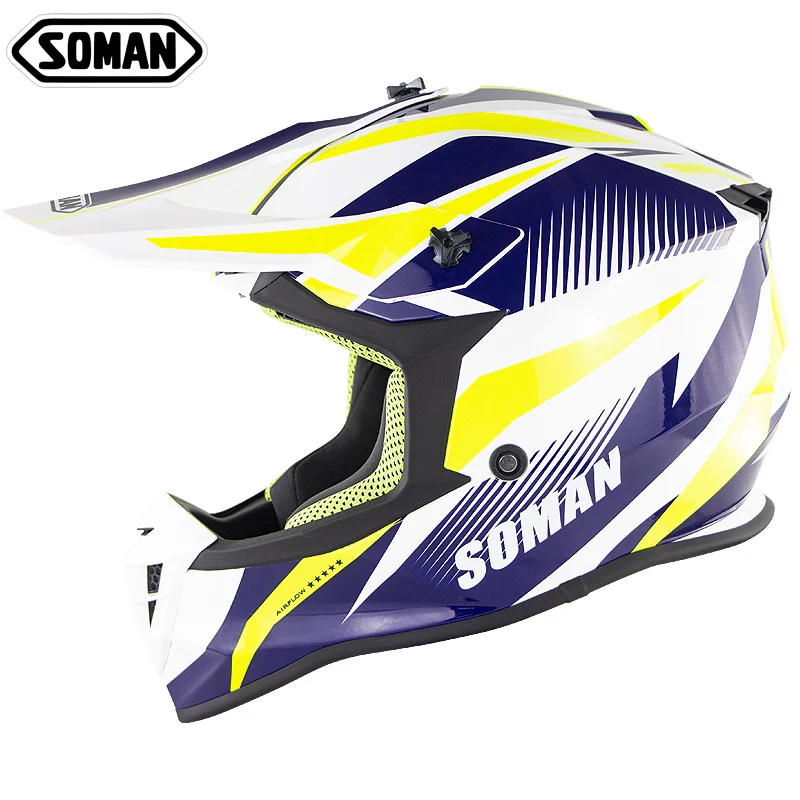SOMAN 633 горные внедорожные гоночные шлемы для квадроциклов Мотокросс Capacete ECE одобренный грязезащитный мотоциклетный шлем ABS с защитой от царапин - Цвет: Yellow1