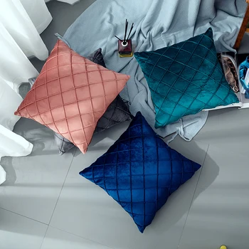 

11 Color Velvet Throw Pillow Cover Lattice Cushion Cover For Sofa Soft Plush Decorative Car Pillow 45x45cm Home Throw Pillowcase