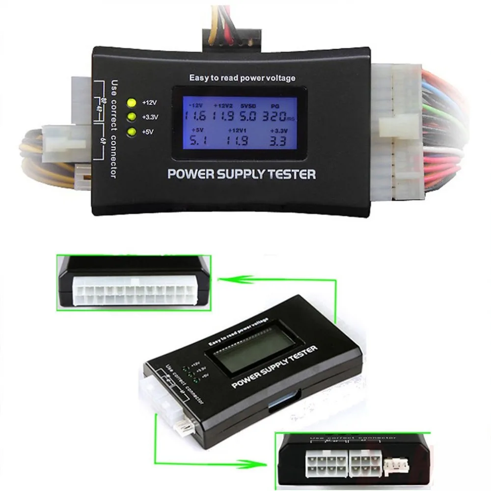 Компьютерный ПК Тестер питания Checker 20/24 pin SATA HDD ATX BTX метр lcd горячая Распродажа Прямая поставка