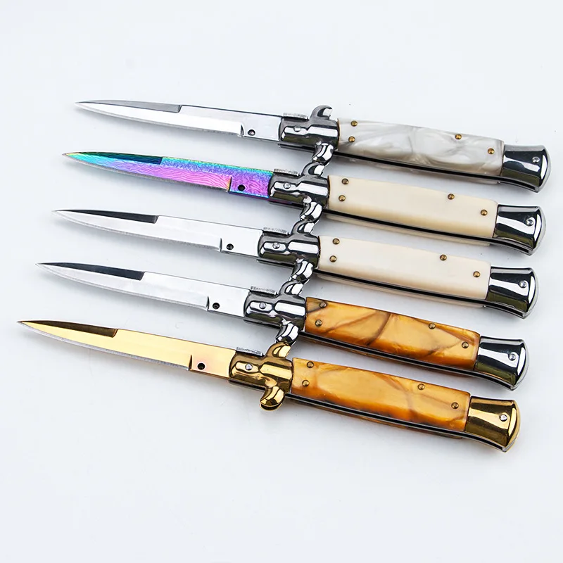 

Нож из дамасской стали быстрооткрывающийся Складной нож 440C с акриловой ручкой карманный складной нож для кемпинга охоты ножи для выживания