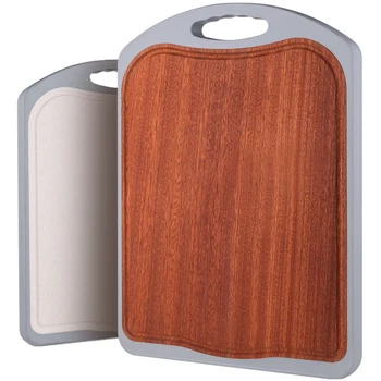 

Double Sided Kitchen Chopping Boards Wood/PP/Valley Fiber Cutting Boards with Juice Groove, Thick Board, Non Porous