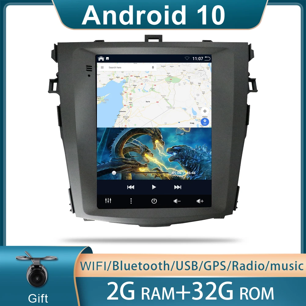 Автомобильная Мультимедийная система 2 Din Android 10 BT Wi-Fi USB DAB + для Toyota Corolla 2007 2008 2009 2010