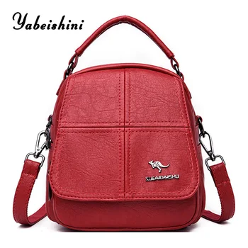 

Fashion women backpack Kangaroo women leather backpack Multifunction Travel backpack sac a dos femme Women's shoulder bag