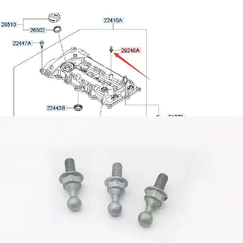 Монтажный болт крышки двигателя для Hyundai Creta IX25 1 6 Kia RIO 2017 OEM 292432B400|Крышки
