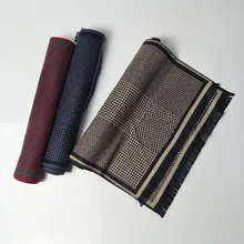 Модный зимний кашемировый мужской шарф с геометрическим принтом из пашмины, шерстяные шарфы 180*30 см, длинный палантин, мужской деловой шейный платок, шарфы