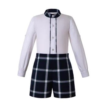 

Boys Clothing Sets White Shirt Navy Outfits Gentleman Clothes Cute White Tops Shorts Pants Kids
