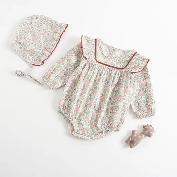 

Baby Girls Rompers Newborn Baby Girls Long Sleeve Romper Hat Jumpsuit 2020 Spring Children Kids Outfit Clothes 2pcs Baby Romper