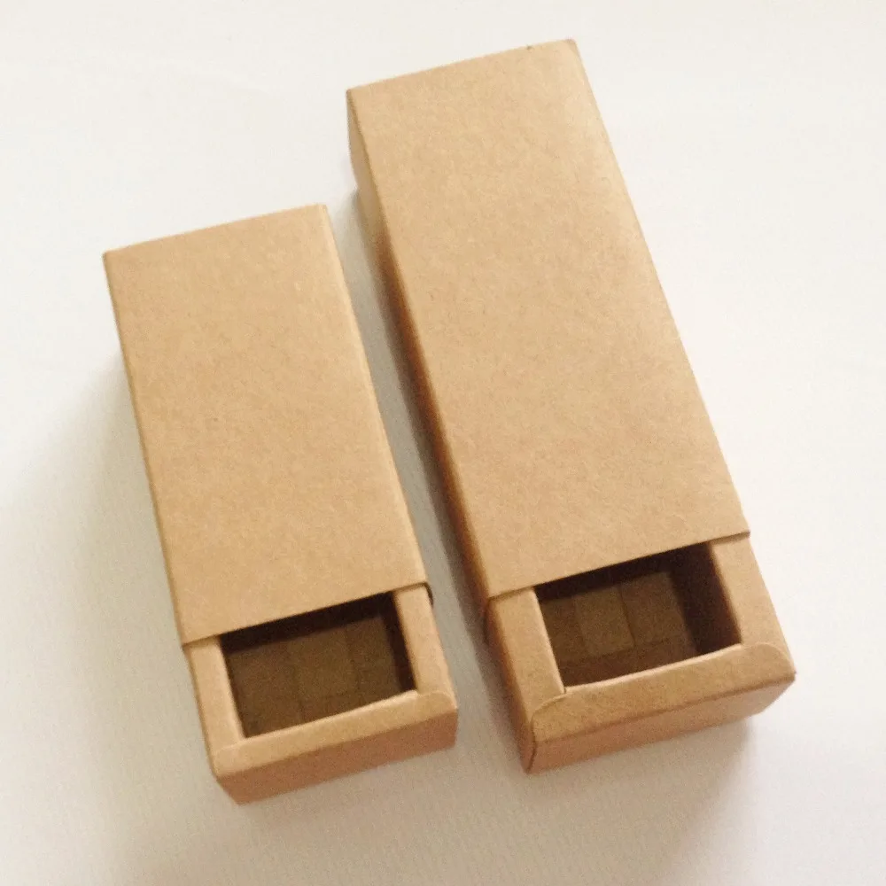 

50pcs Kraft Darawer Box Paper Craft Power Gift Boxes Wedding Party Candy Packaging Cardboard Box Lipstick Match Boxes