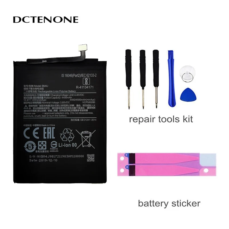 

DCTENONE 4500mAh BM4J Battery For Xiao mi Redmi Note 8 Pro Note8 Pro Genuine Replacement Phone Battery +Gift Tools +Stickers