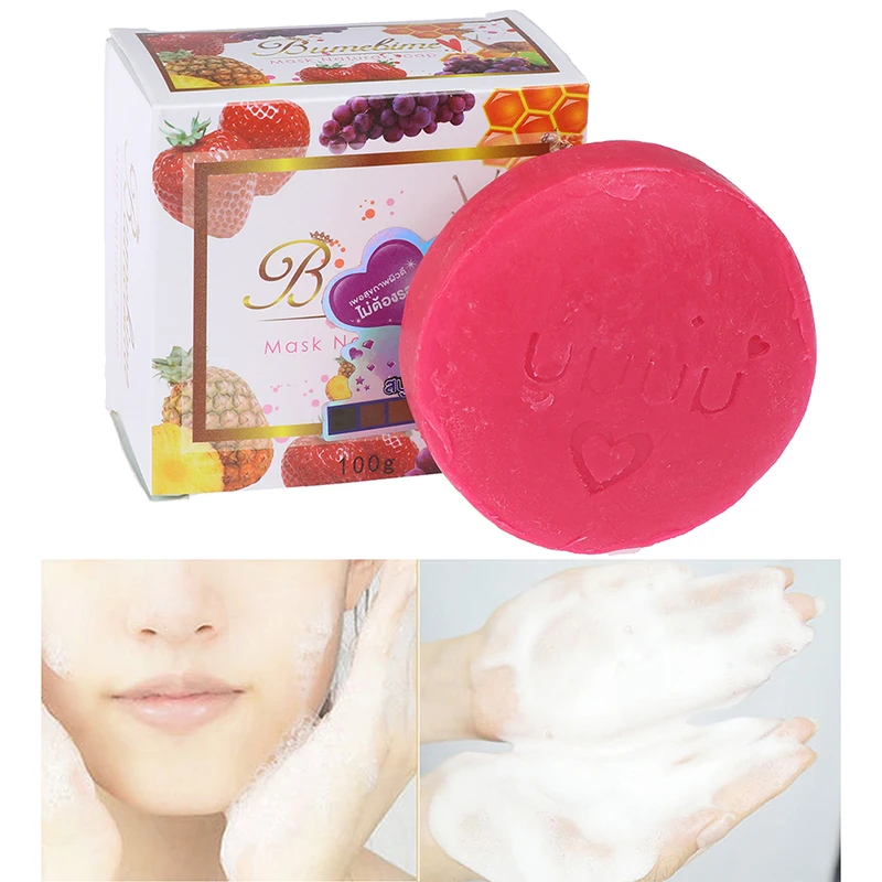 1pc Whitening Soap Thailand Bumebime Handmade Soap White Skin Natural Soaps Bath Moisturizing Fruit Essential Oil Soap