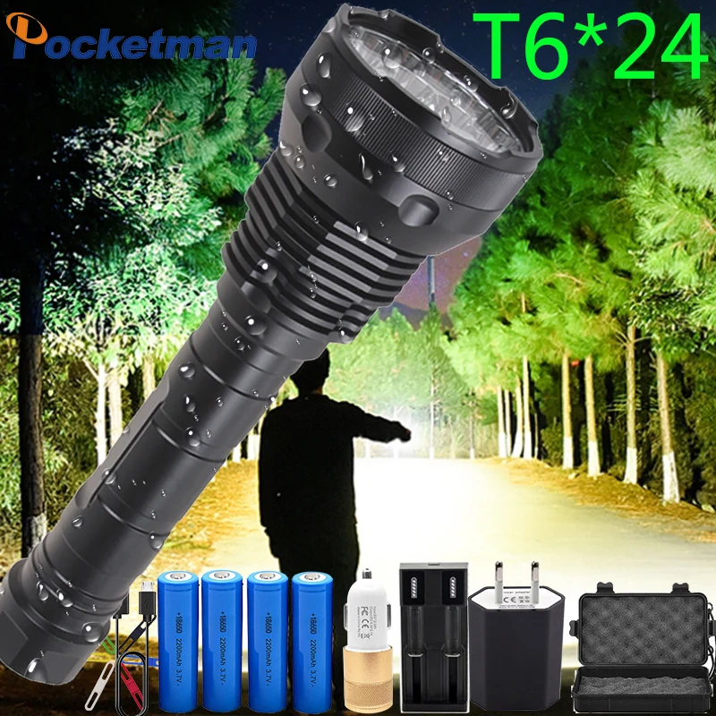 

Most Powerful T6*24 Waterproof LED Flashlight 5 Modes LED Torch Tactical Flashlight Linterna Portable Lamp Light