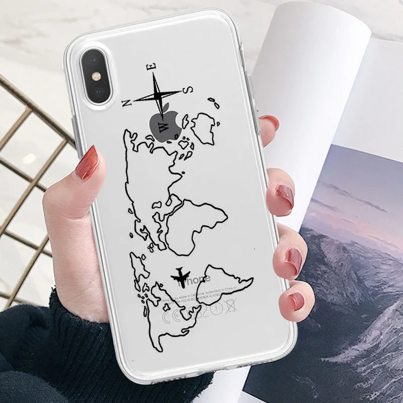 Дорожная карта противоударные Нескользящие простые чехлы для iPhone XR XS Max X 6 6s 7 8 Plus