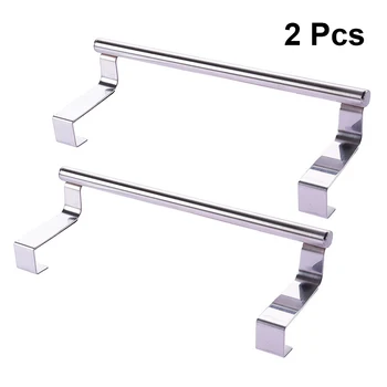 

2 Pcs Stainless Steel Towel Hanging Rack Single-bar Multi-function Doors Organizer Punch-free Towel Hanger