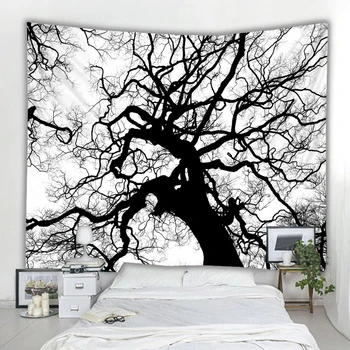

European and American style abstract black and white branches home tapestry carpet