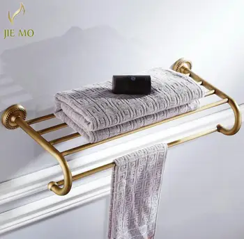 

Bathroom Shelves Rails Antique Brass Towel Rack Bath Shelf Towel Holder Hangers Classic Home Deco Wall Towel Bar F67