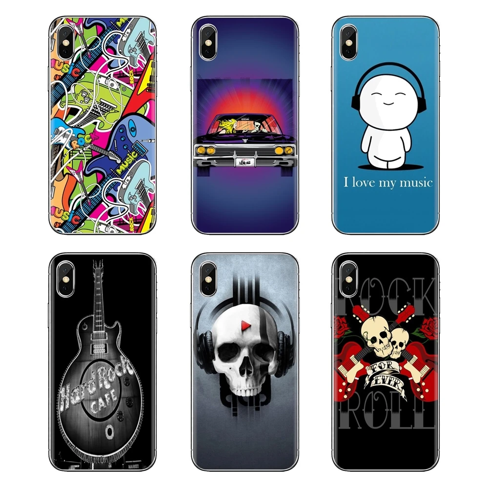 For Samsung Galaxy S2 S3 S4 S5 MINI S6 S7 edge S8 S9 Plus Note 2 3 4 5 8 Coque Fundas guitar rock music cartoon Soft Shell Cover |