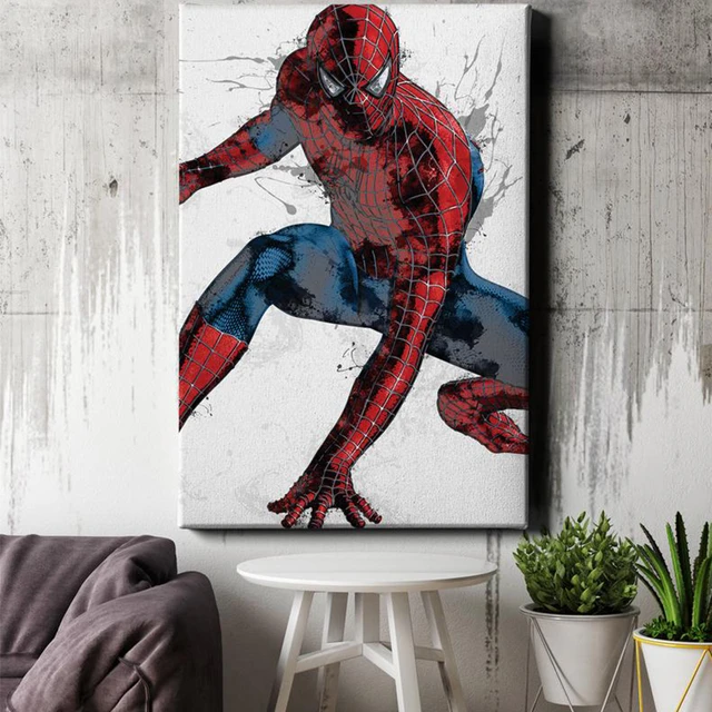 マーベルのキャンバス絵画スパイダーマンハルクバットマンアート壁