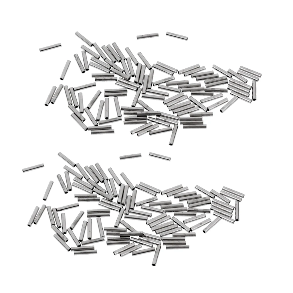 200 Pieces Single Barrel Crimp Sleeves, 100% Copper, Fishing Line Leader Rigging Tackle Wire Rope Clips Tube Connector 1.2x8mm