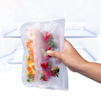 

Reusable Sandwich Bags Approved Reusable Ziploc Lunch Bag - PEVA Storage Bag for Produce, Food and Kitchen Organization-Leakproo