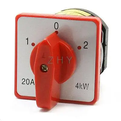 

HZ5-M04 380VAC 20A 4KW ON/OFF/ON Self-Locking Rotary Changeover Switch