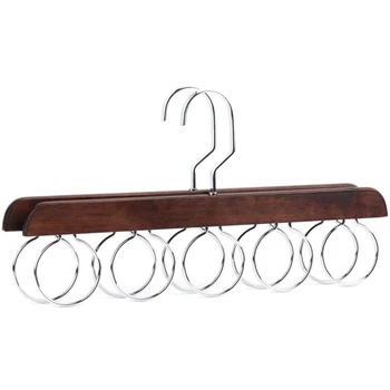 

Wooden Storage Rack For Scarf Hanger Tie Belt Closet Organizer With 5 Loops Home Clothes Holder Racks2 Pcs Retro Color