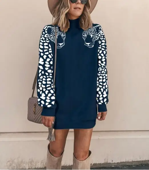 2022  Women Sweatshirts Leopard Print Long Sleeve Patchwork Casual Pullover Tops Spring Autumn Streetwear Sweatshirt Female