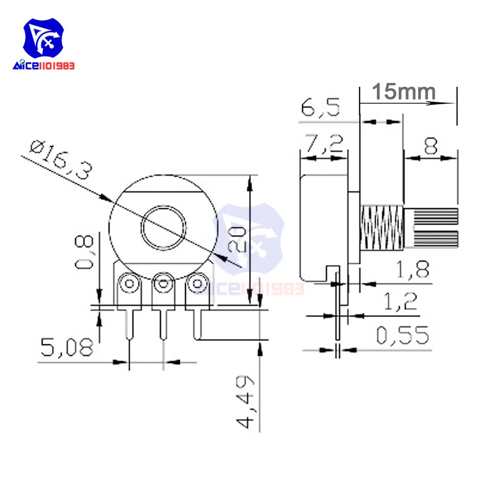Potentiometer Kit 5 PCS 1K-1M Ohm 3Pin Linear Rotary Taper for Arduino