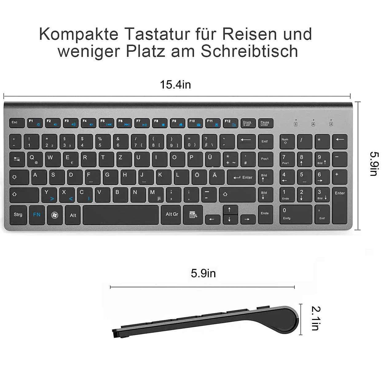 Qwertz-teclado Multimídia sem Fio Layout Alemão Ultra Fino 101 Teclas Baixo Ruído 2.4g Windows 10 Android tv Box - Imagem 5